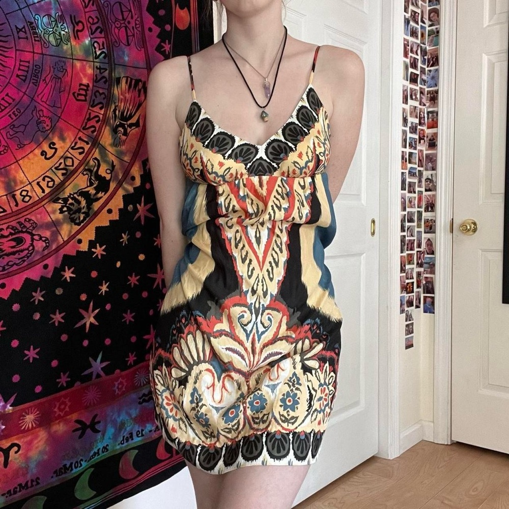 Rampage Multicolor Sleeveless Silky Slip Dress perfect for a summer festival